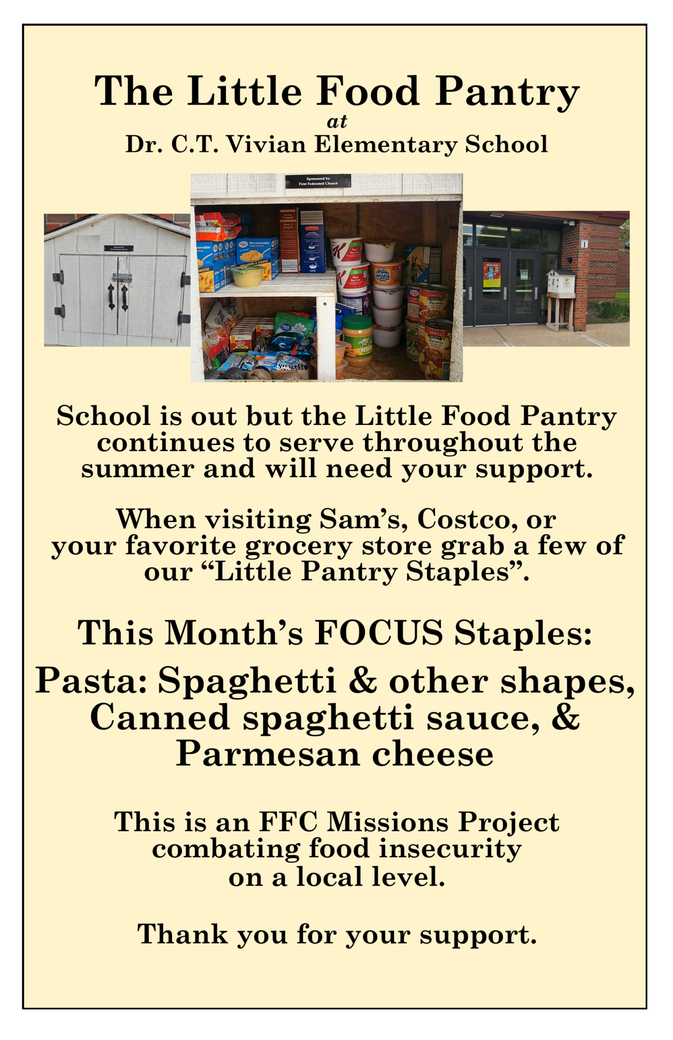 06032026 little food pantry poster,spaghetti fixingss - live